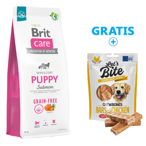Brit Care Grain Free Puppy Salmon & Potato 12 Kg+ GRATIS Let’s Bite Bars&Chicken 175 gr